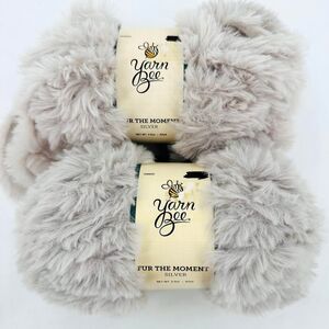 2 Yarn Bee FUR THE MOMENT Yarn Silver 3.5oz 62 yds Super Bulky